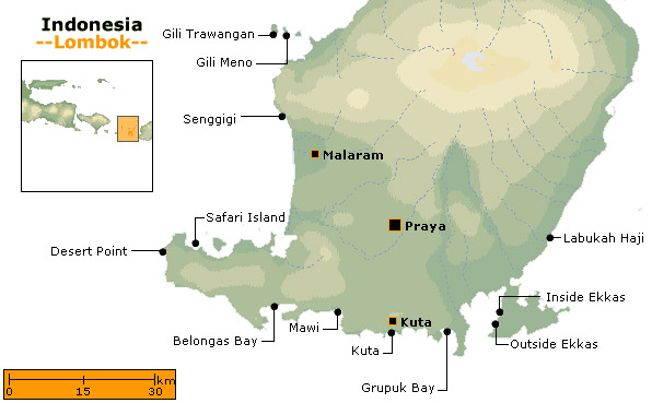 Серф-карта острова Ломбок